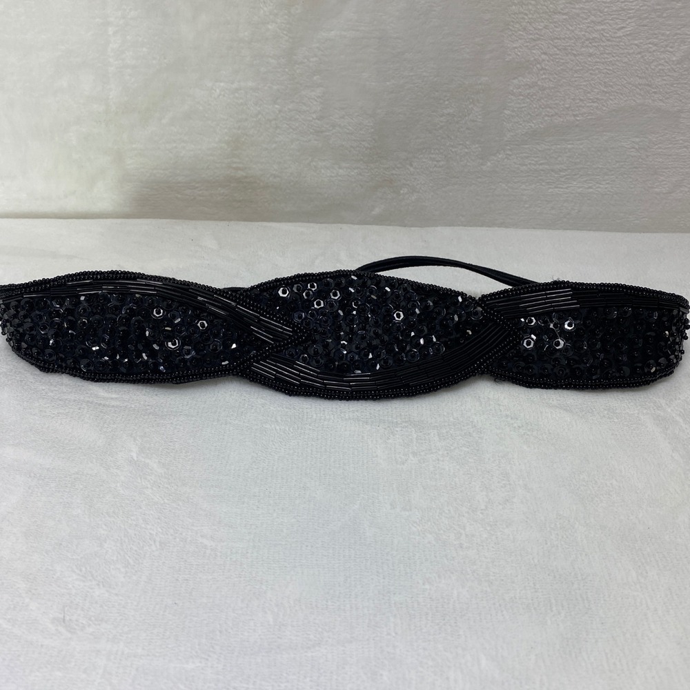 Elegant Black‎ Beaded Sequin Dressy Belt Special Occasion Party 29"